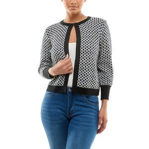 NWT NINA LEONARD VERTICAL WAVE KNIT BOLERO (BLACK & WHITE / L & XL)